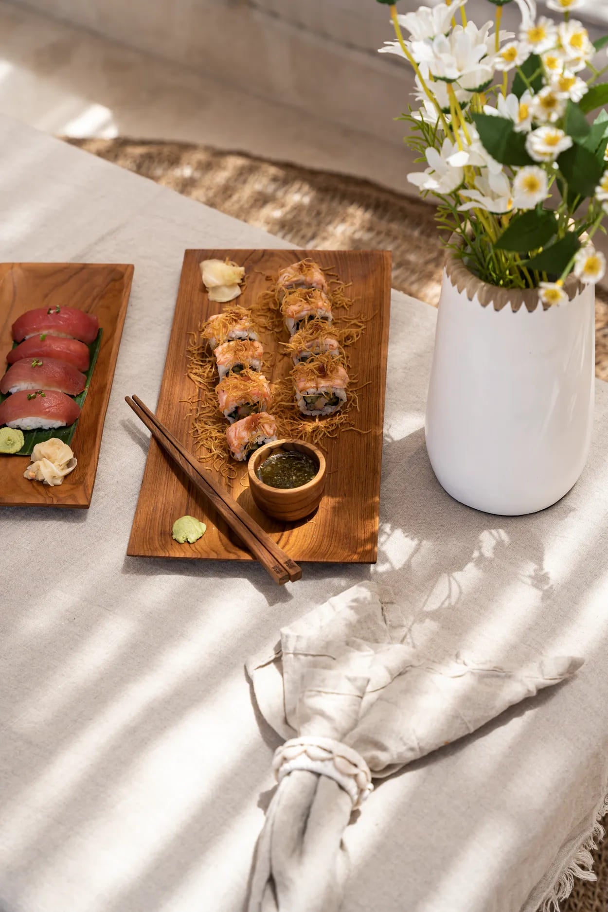 Baguettes réutilisables en bois de teck naturel