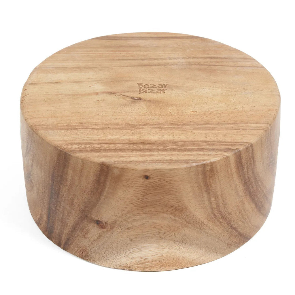 Bol rond en bois de Suar – Finition naturelle – Ø20 cm