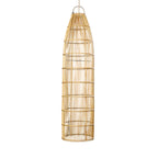 Suspension cylindrique en rotin naturel ajouré – 90x23 cm