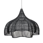 Suspension en rotin ajouré noir forme de fleur XL – Ø110 cm