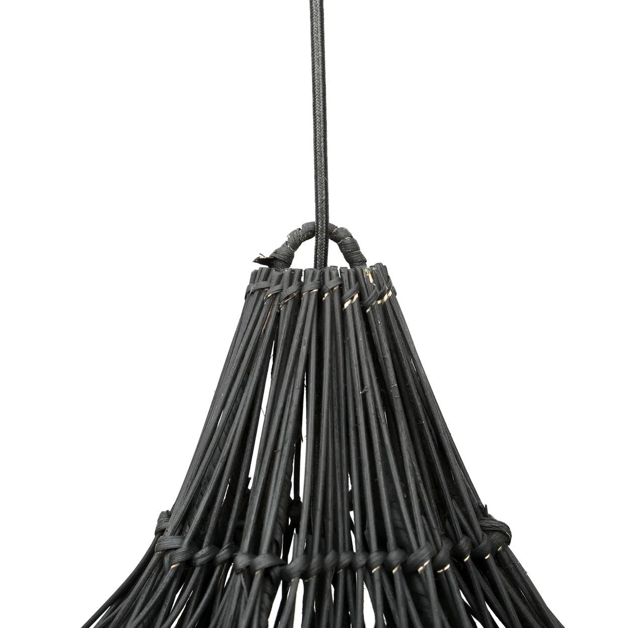 Suspension en rotin ajouré noir forme de fleur XL – Ø110 cm