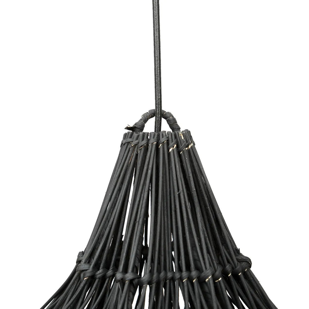 Suspension en rotin ajouré noir forme de fleur XL – Ø110 cm