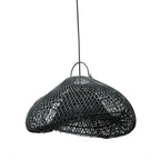 Suspension en rotin noir 60 cm forme nuage artisanale