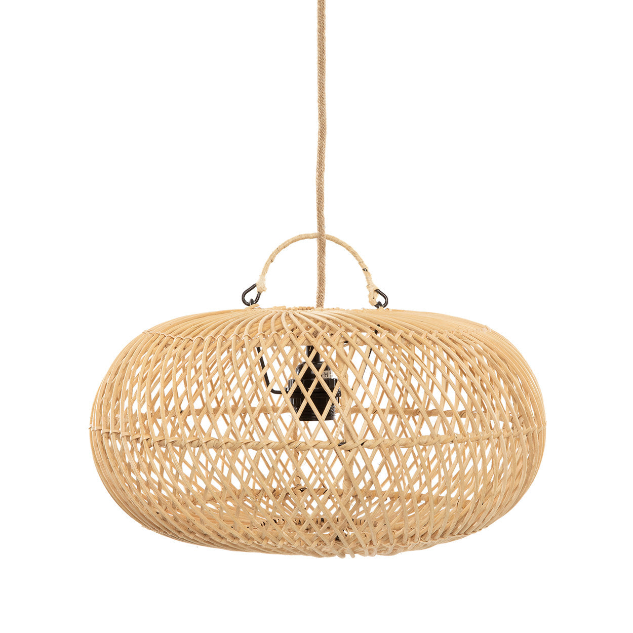 Suspension ovale en rotin naturel ajouré – Ø40 cm