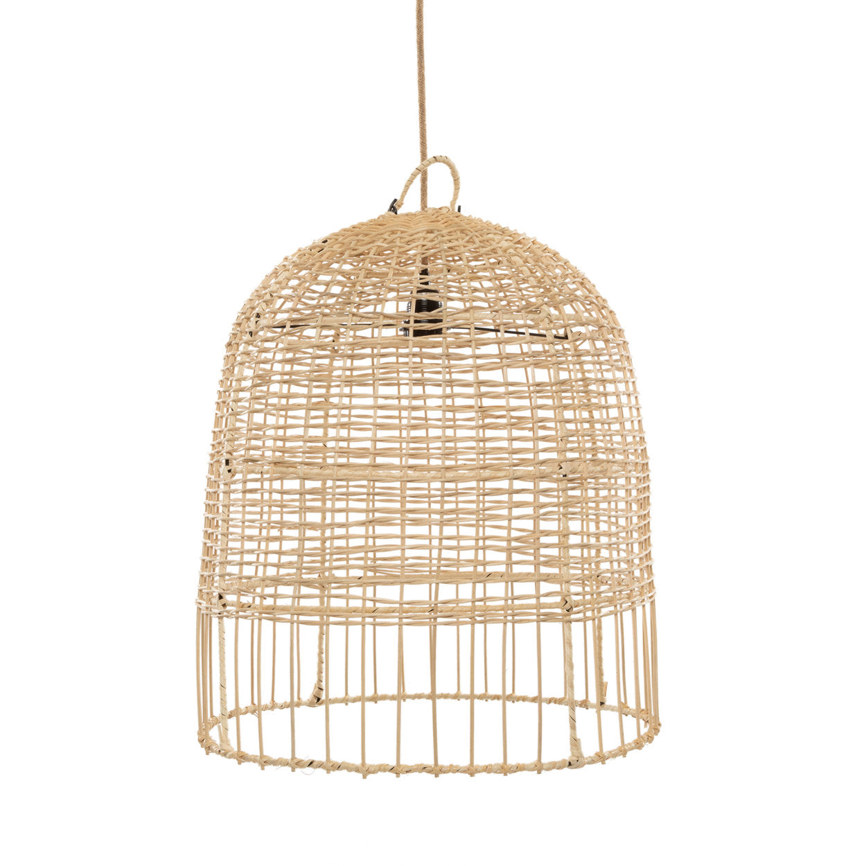Suspension dôme en rotin naturel ajouré – 50x55 cm