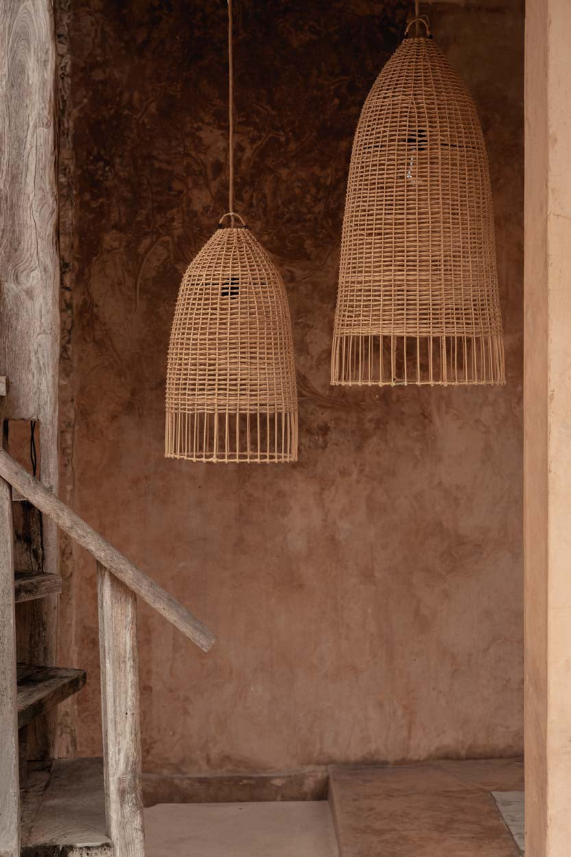 Suspension en rotin naturel cage 90 cm ronde