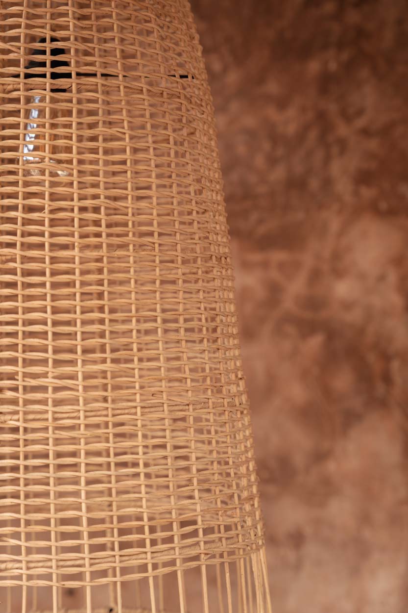 Suspension en rotin naturel cage 90 cm ronde