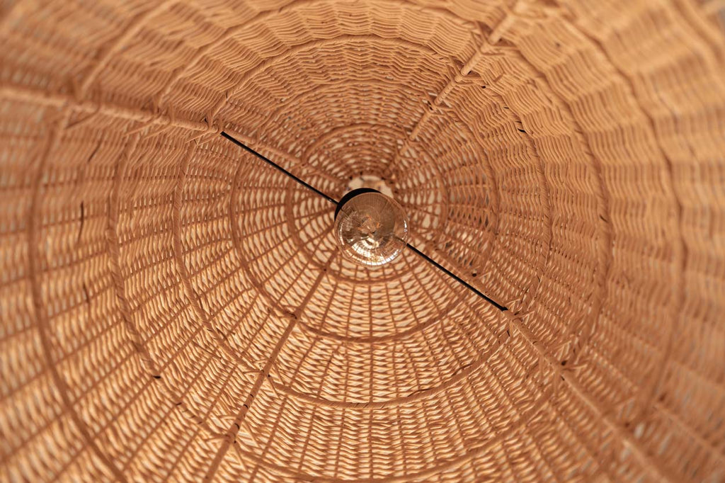 Suspension cage en rotin naturel 60 cm forme élancée