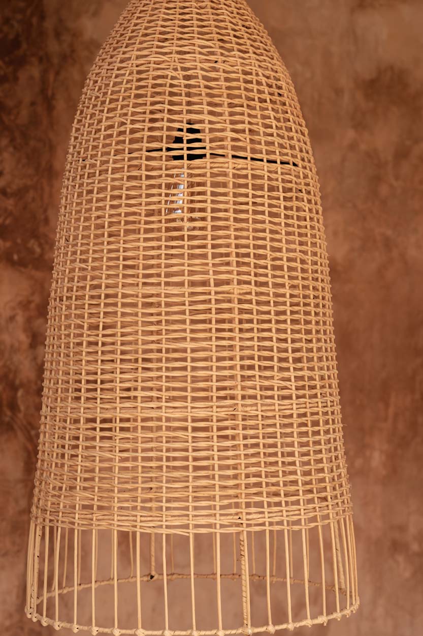 Suspension cage en rotin naturel 60 cm forme élancée