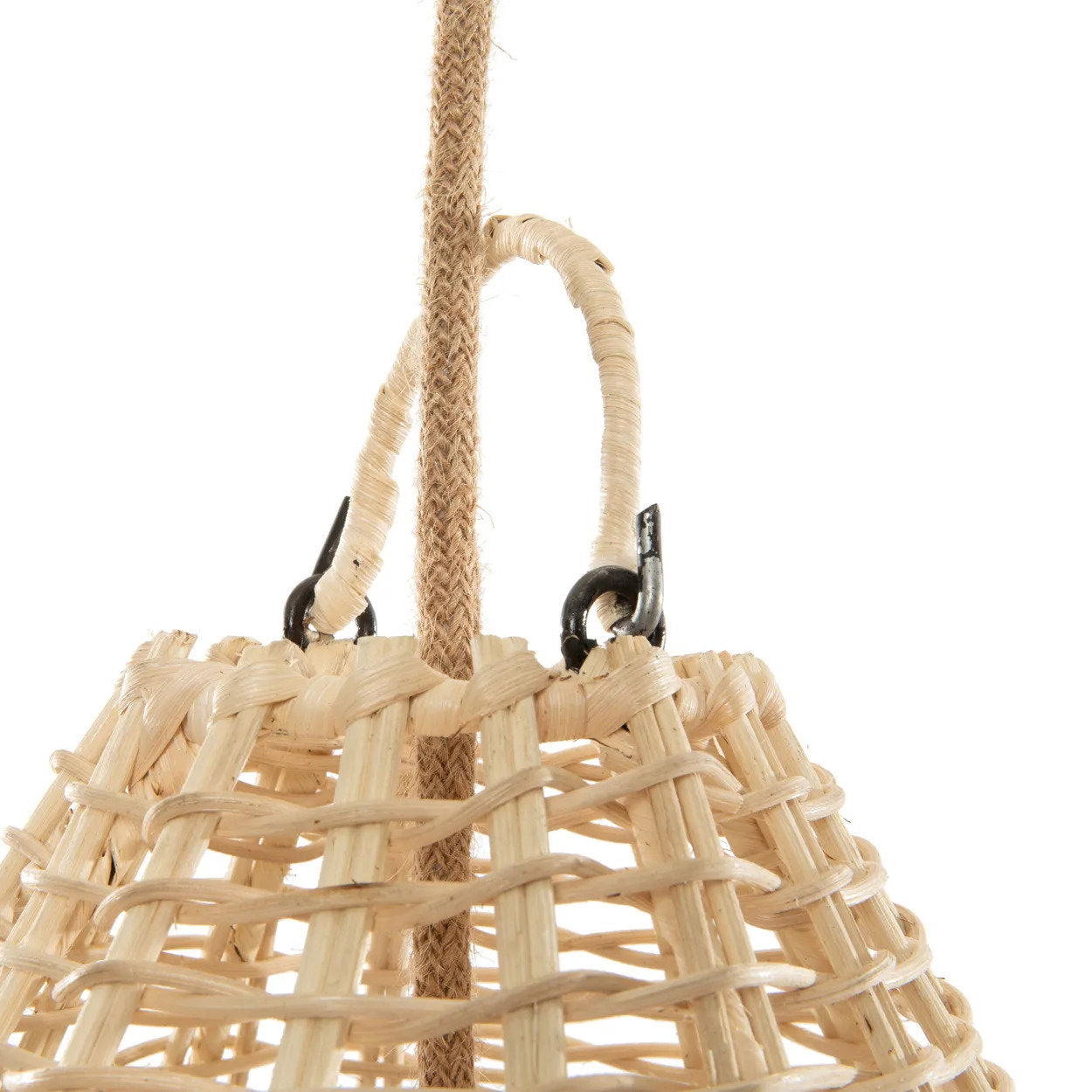 Suspension cage en rotin naturel 60 cm forme élancée