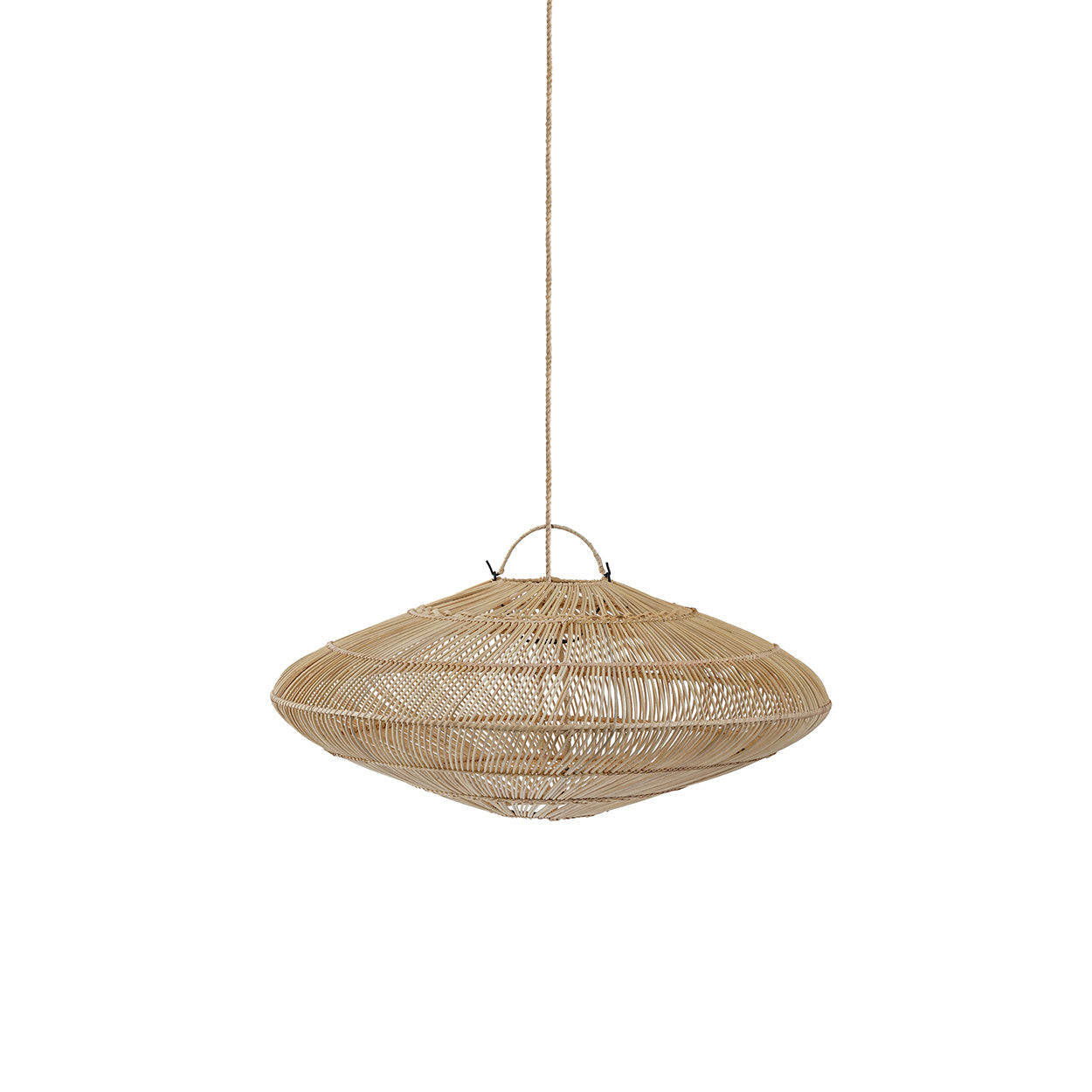 Suspension en rotin naturel forme soucoupe ajourée – Ø75 cm - M