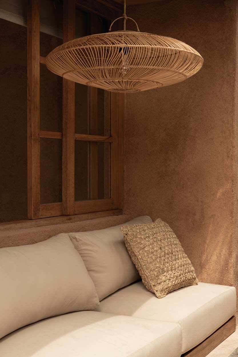 Suspension en rotin naturel forme soucoupe ajourée – Ø75 cm - M