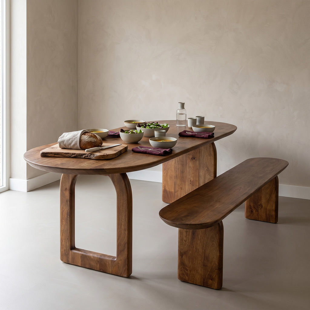 Banc en bois de manguier brun pour salle à manger – 180x35 cm