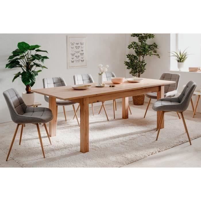 Table à manger extensible en bois clair rectangulaire – 160/200x90 cm