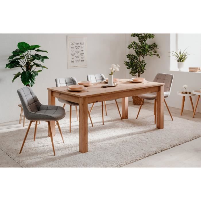 Table à manger extensible en bois clair rectangulaire – 160/200x90 cm