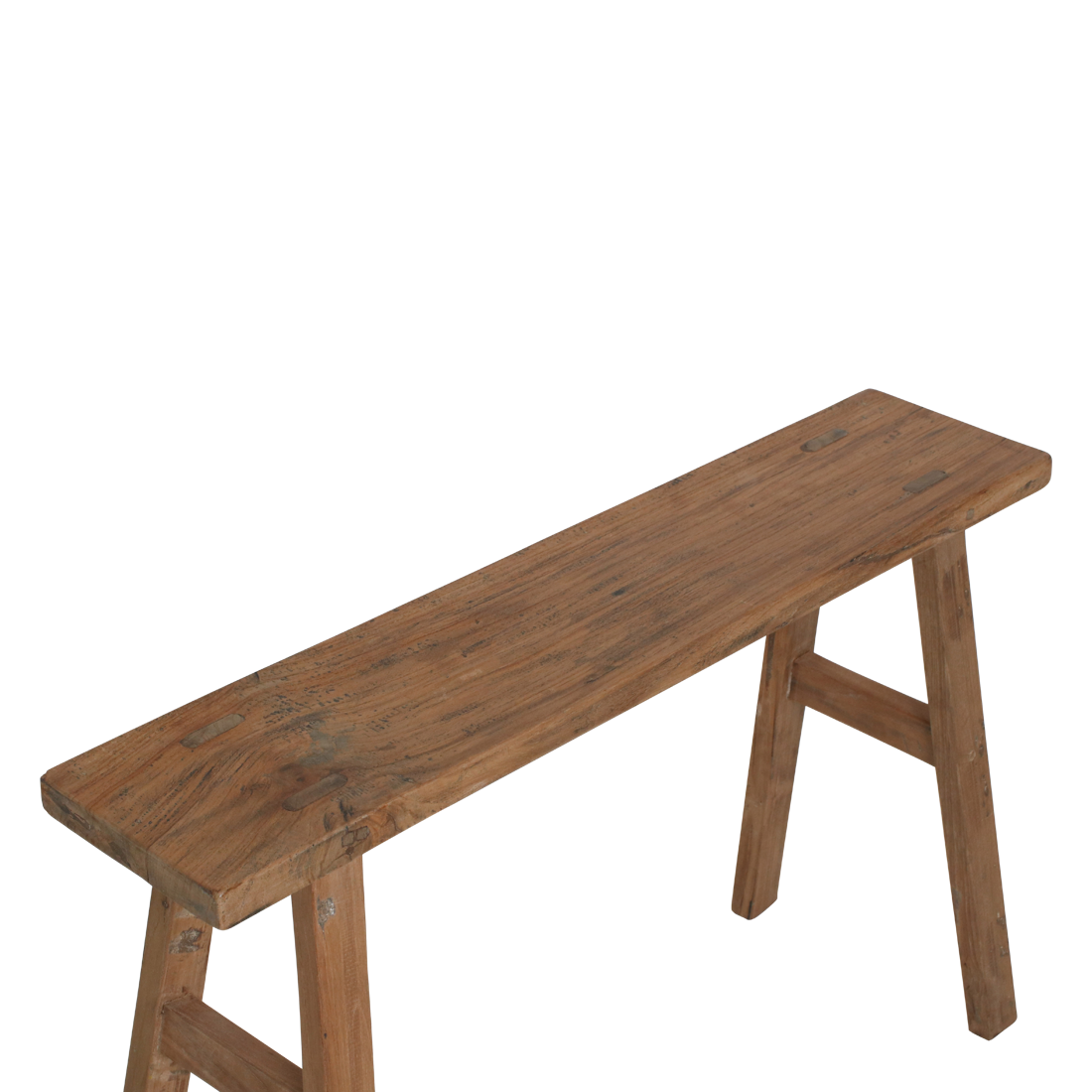 Banc en teck recyclé naturel pieds tréteaux – 80x17 cm