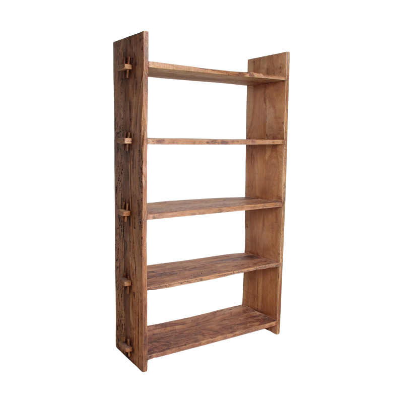 Étagère en bois recyclé marron à montants épais – 100x37 cm
