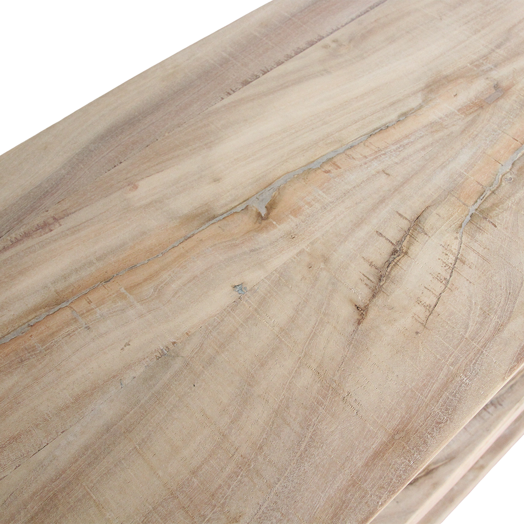 Étagère à chaussures en bois recyclé finition blanchie pour entrée – 90x35 cm