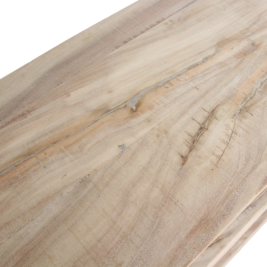 Étagère à chaussures en bois recyclé finition blanchie pour entrée – 90x35 cm