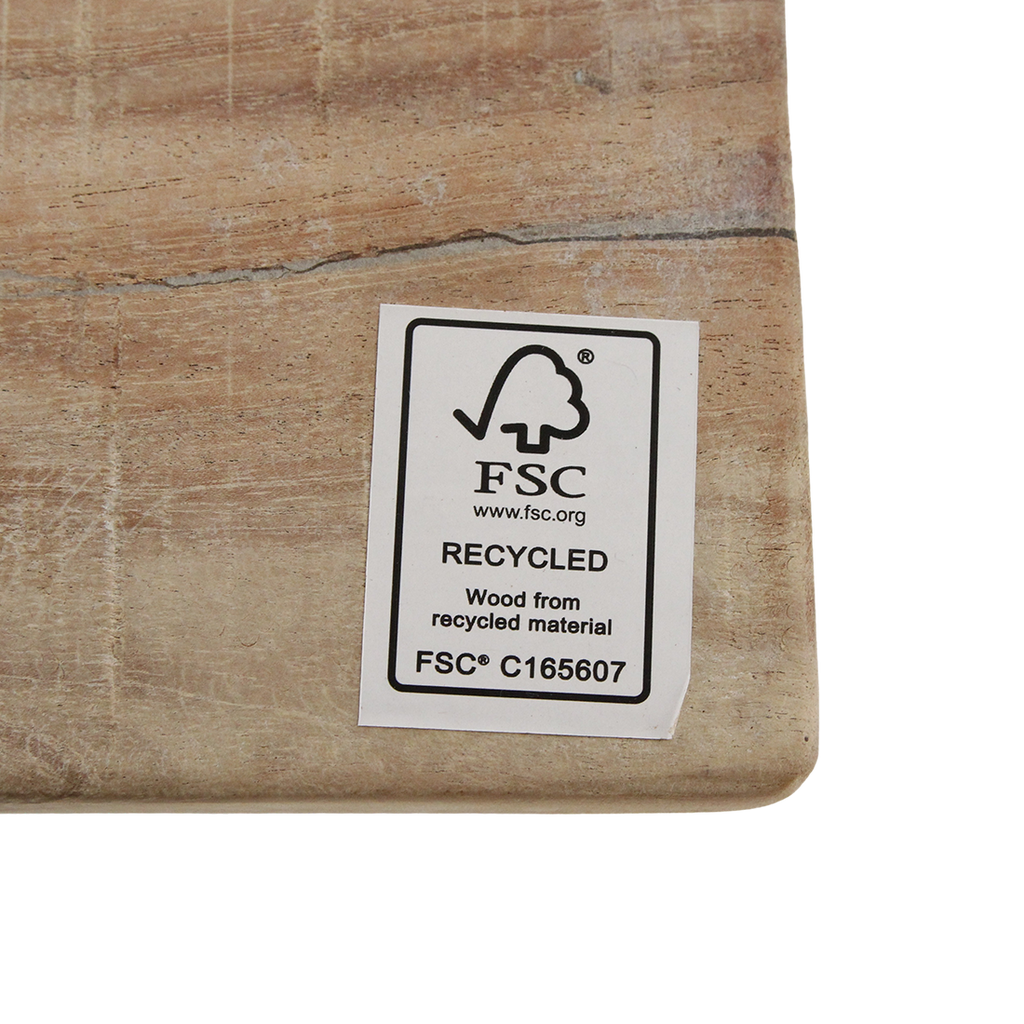 Étagère à chaussures en bois recyclé finition blanchie pour entrée – 90x35 cm