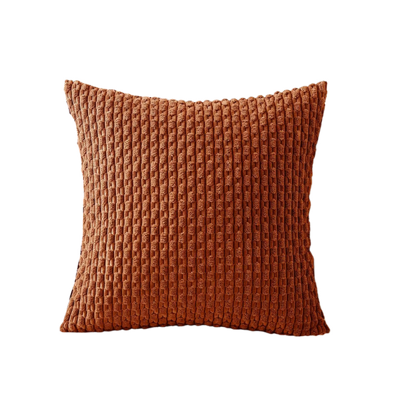 Housse de coussin terracotta fond blanc