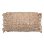 Housse de coussin beige en coton avec franges - 30x50 cm