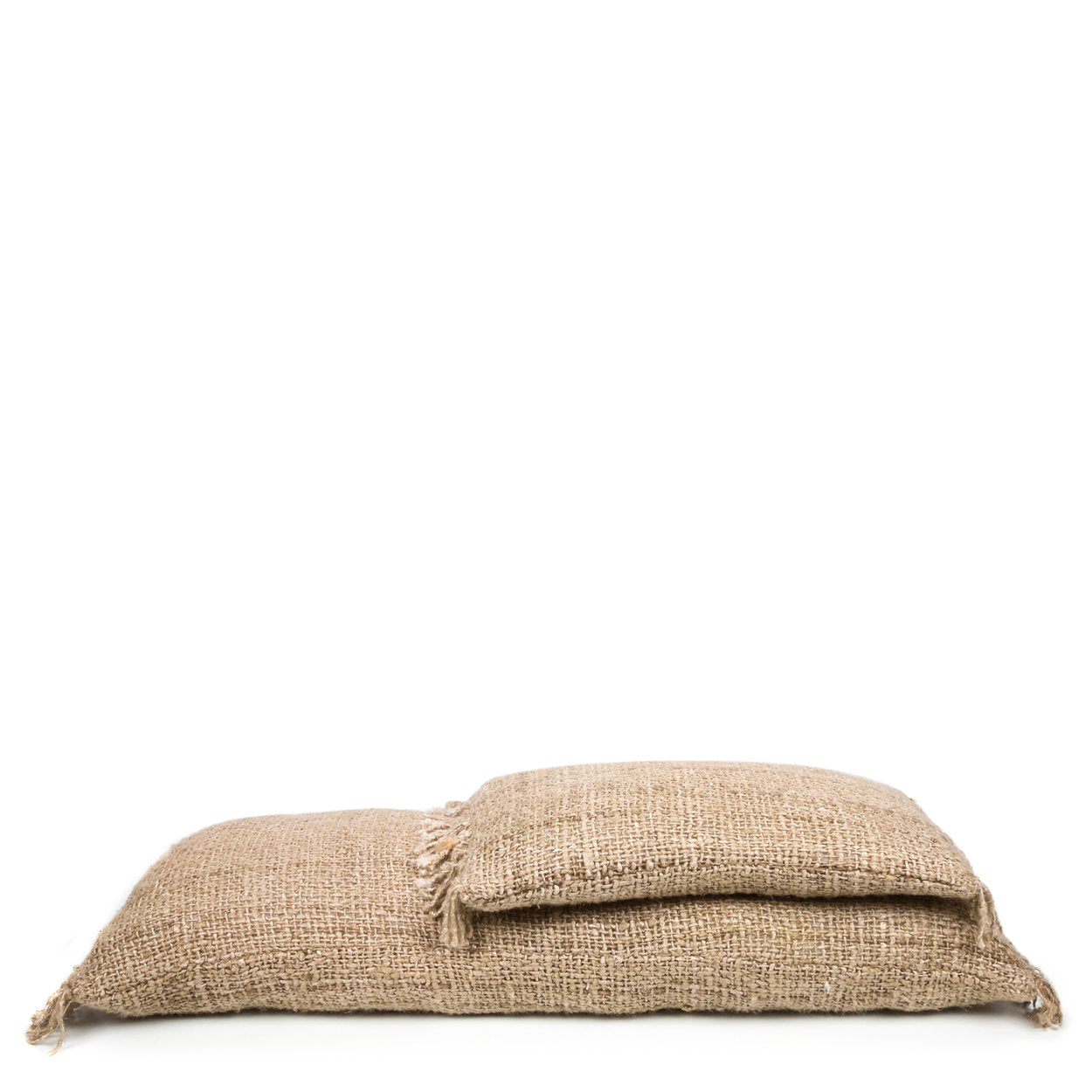 Housse de coussin beige en coton avec franges - 30x50 cm