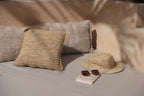 Housse de coussin rectangulaire beige coton - 35x100 cm