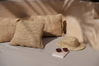 Housse de coussin rectangulaire beige coton - 35x100 cm