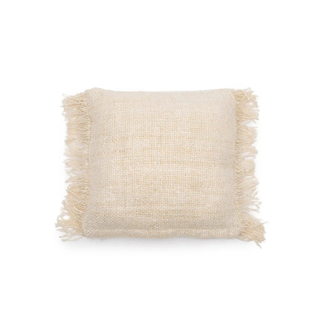 Housse de coussin crème en coton  avec franges - 40x40 cm