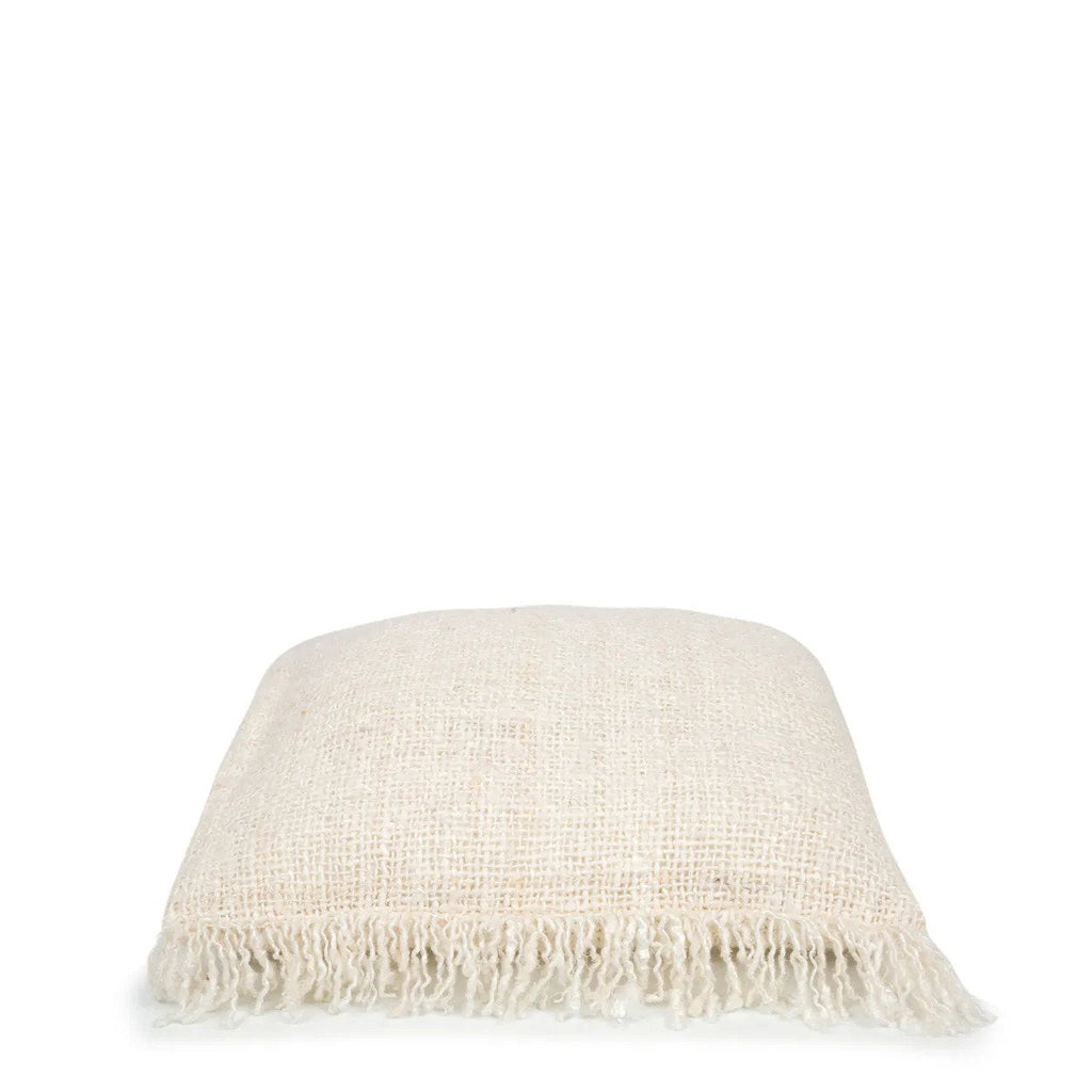 Housse de coussin crème en coton  avec franges - 40x40 cm