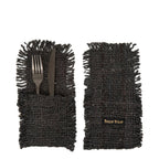 Porte-couverts en coton noir marine 13x25 cm – Lot de 4