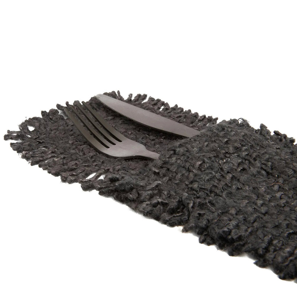 Porte-couverts en coton noir marine 13x25 cm – Lot de 4