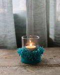 Photophore en coton tricoté – Aqua tressé – H11 cm