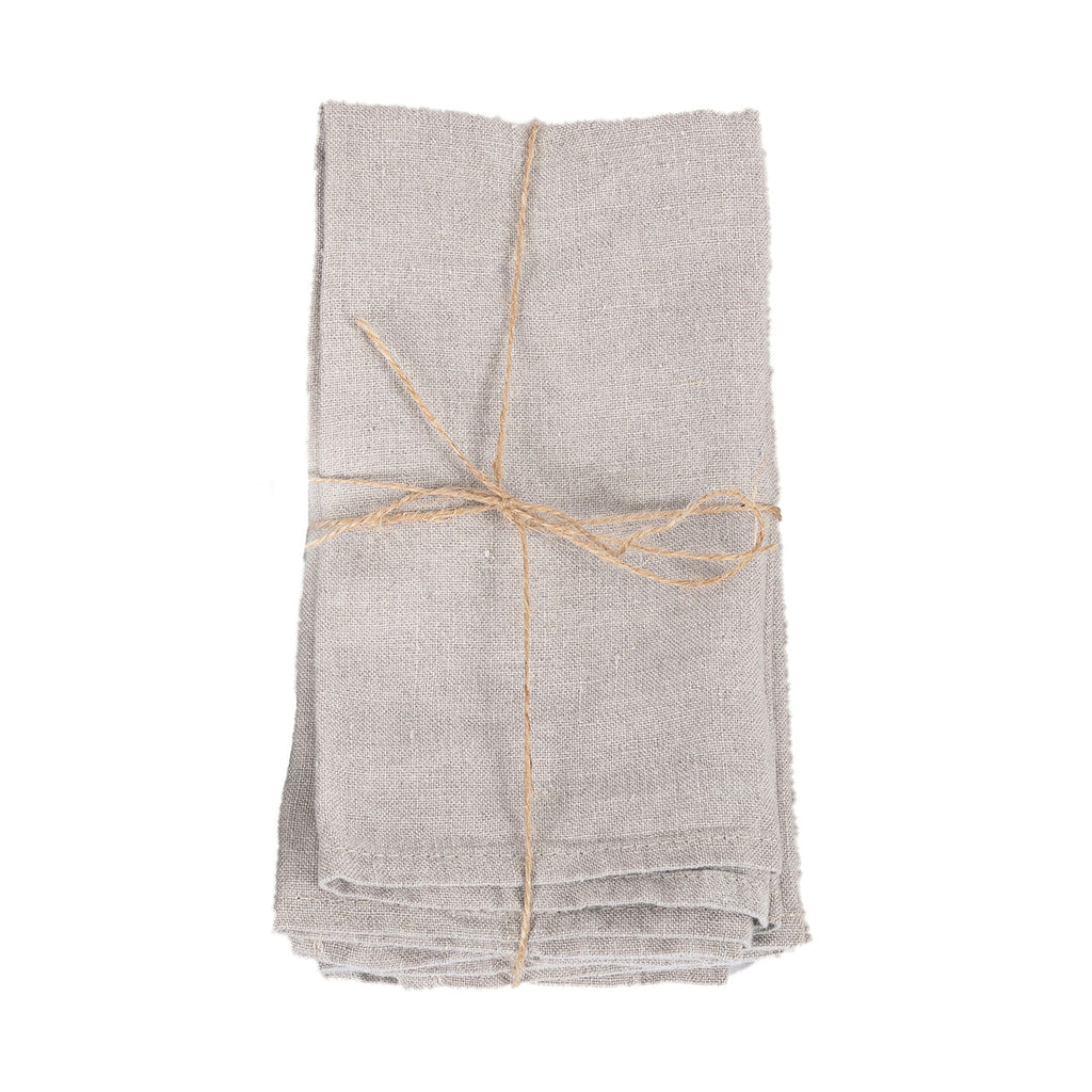 Serviettes de table en lin naturel beige – Lot de 4