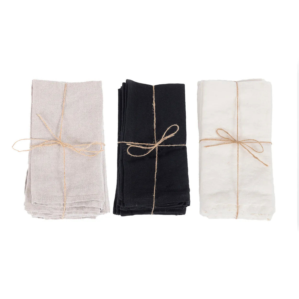 Serviettes de table en lin naturel beige – Lot de 4