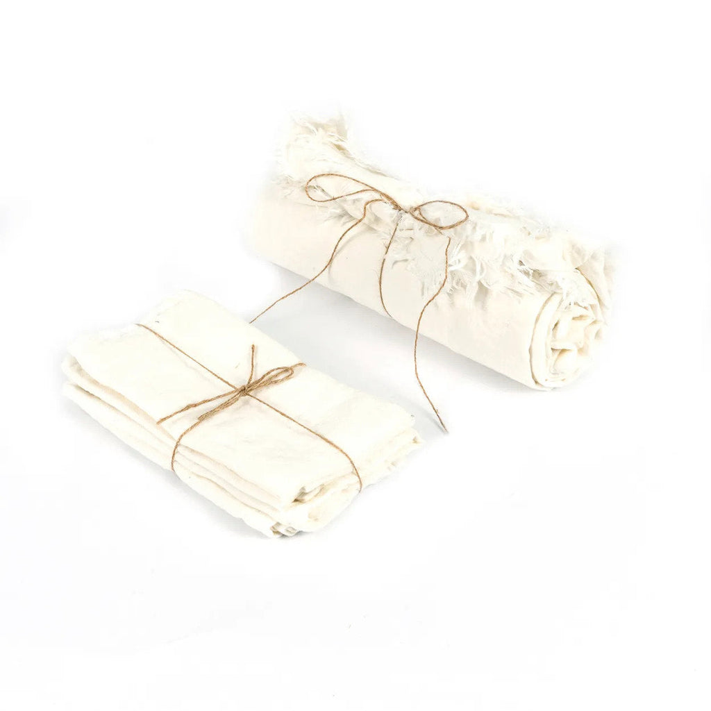 Serviettes en lin blanc - Lot de 4 - 45x45 cm