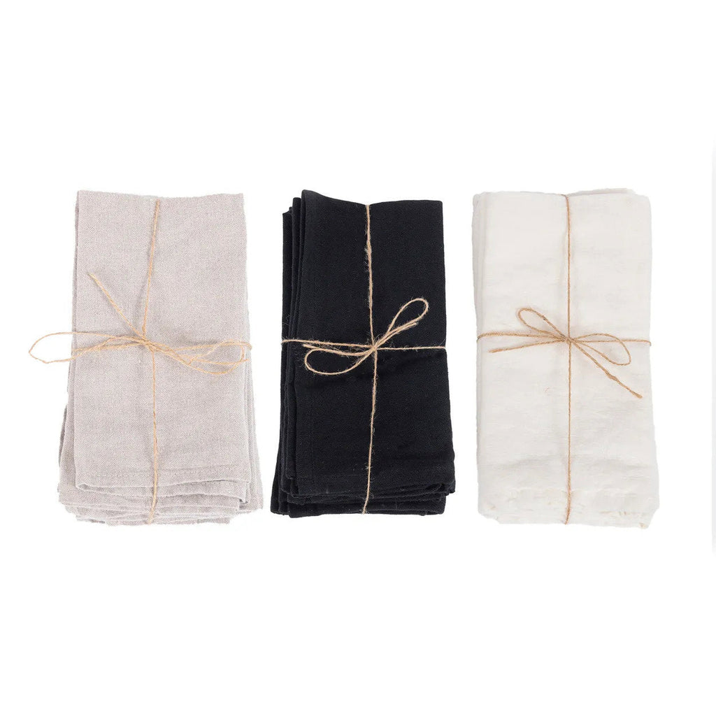 Serviettes en lin blanc - Lot de 4 - 45x45 cm