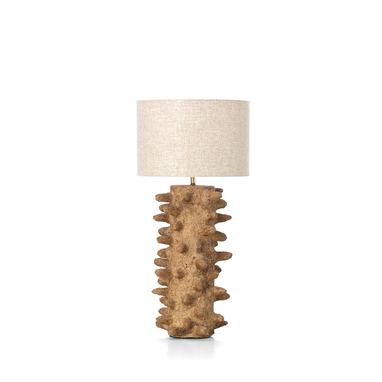 Lampe de table sculpturale en papier mâché brun pour salon – H52 cm