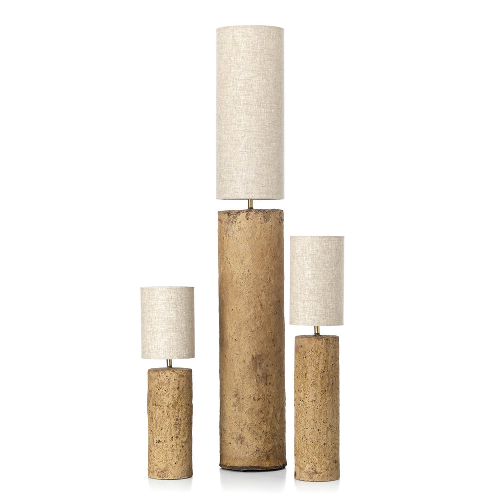 Lampadaire contemporain en papier mâché terre cuite – H75 cm