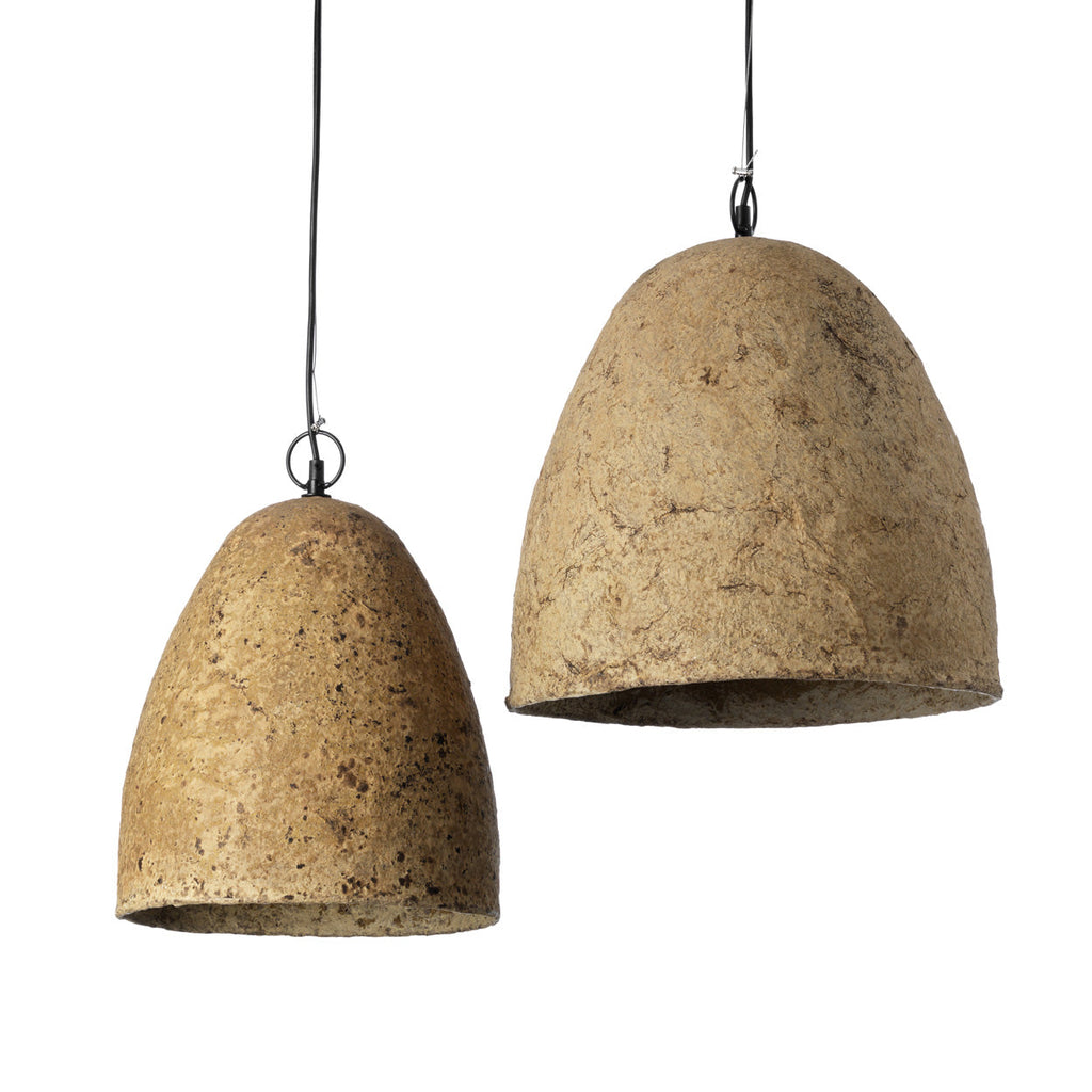 Suspension en papier mâché beige cloche – Ø40 cm