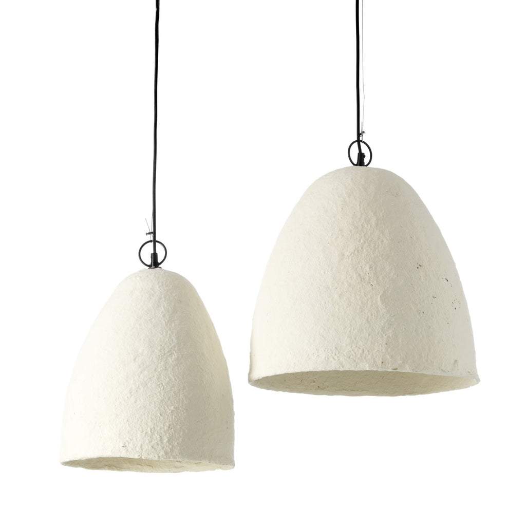 Suspension cloche en papier mâché blanc cassé – Ø30 cm