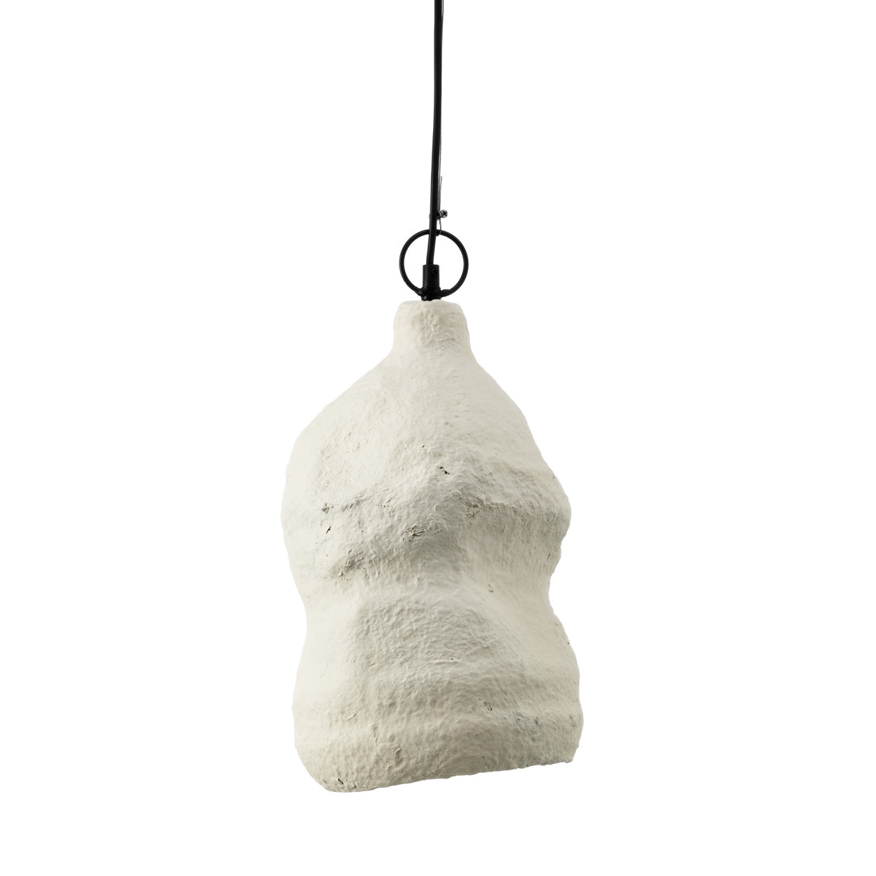 Suspension organique blanche texturée papier mâché – H36 cm