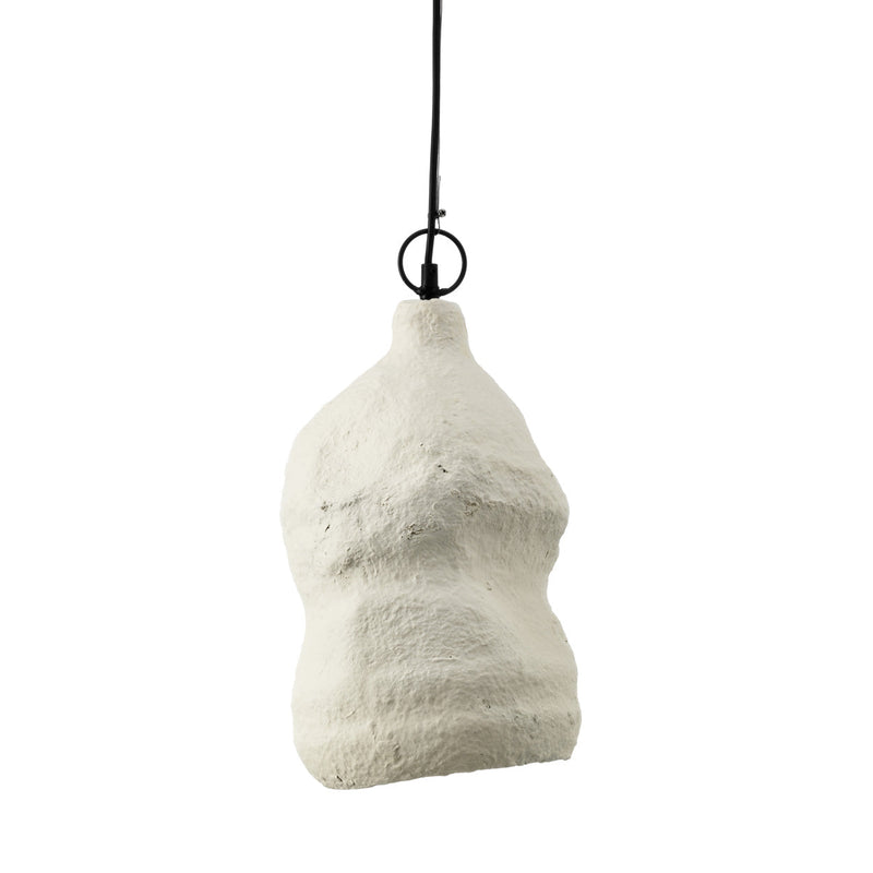Suspension organique blanche texturée papier mâché – H36 cm
