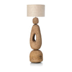 Lampadaire en papier mâché sculptural brun terre pour salon – H123 cm XL