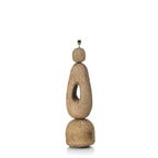 Lampadaire en papier mâché sculptural brun terre pour salon – H123 cm XL