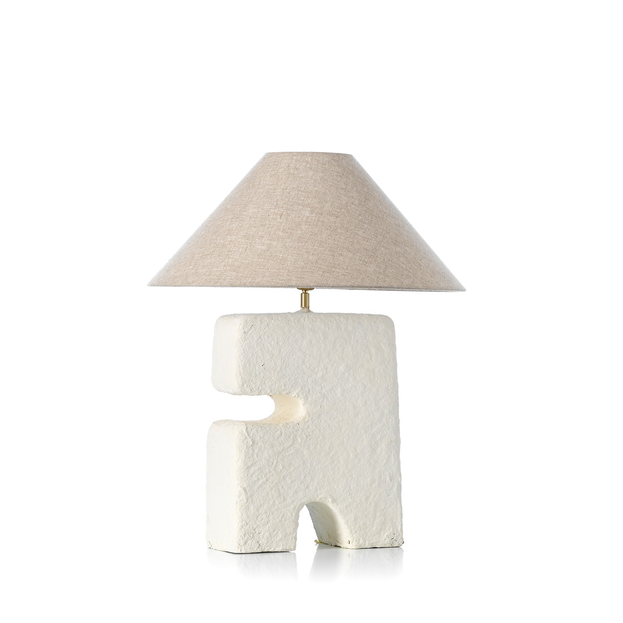 Lampe de table sculpturale en papier mâché blanc – H40 cm