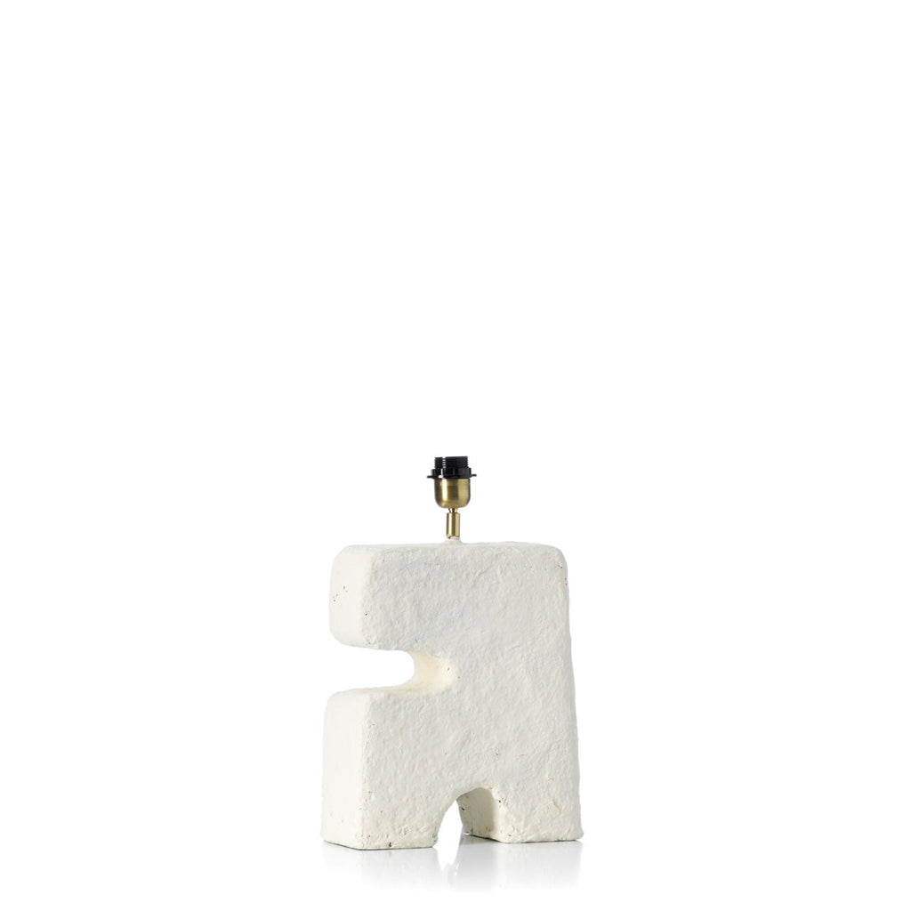 Lampe de table artisanale papier-mâché blanc pour chambre – H32 cm