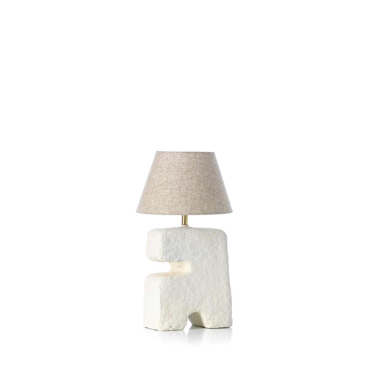 Lampe blanche sculpturale en papier mâché pour chevet – H25 cm