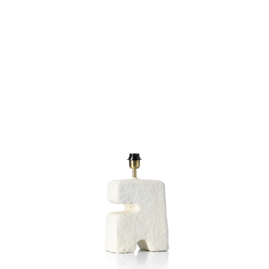 Lampe blanche sculpturale en papier mâché pour chevet – H25 cm
